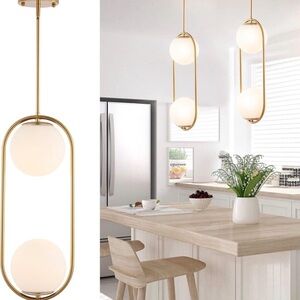 Gold and White Pendant Light Fixture
